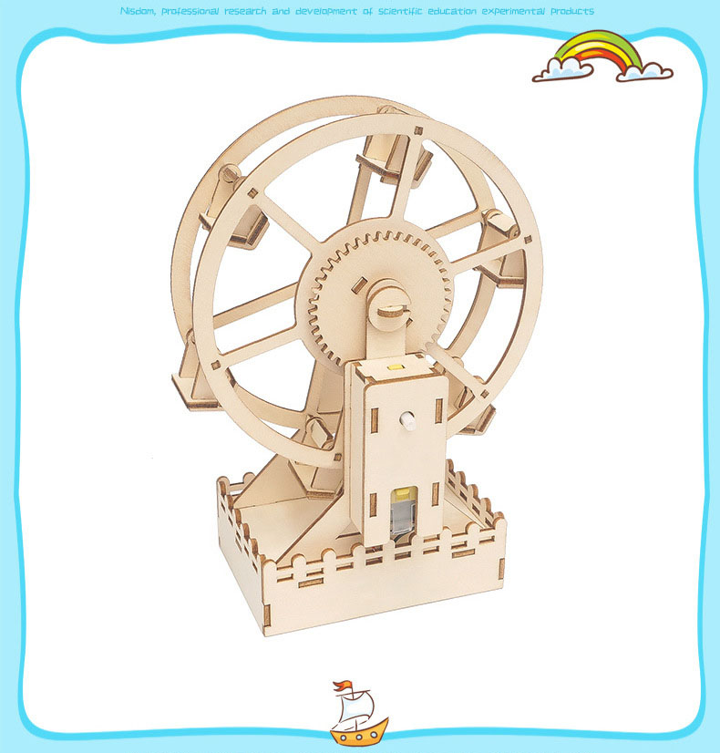 Đồ Chơi Gỗ Mô Hình Vòng Đu Quay Mặt Trời, Đồ Chơi Thí Nghiệm DIY WOOD STEAM Cho Bé, Đồ Chơi Lắp Ghép Vòng Đu Quay Bằng Gỗ-Chính Hãng BABYBOSS + Tặng Kèm Tranh Ghép Bằng Gỗ