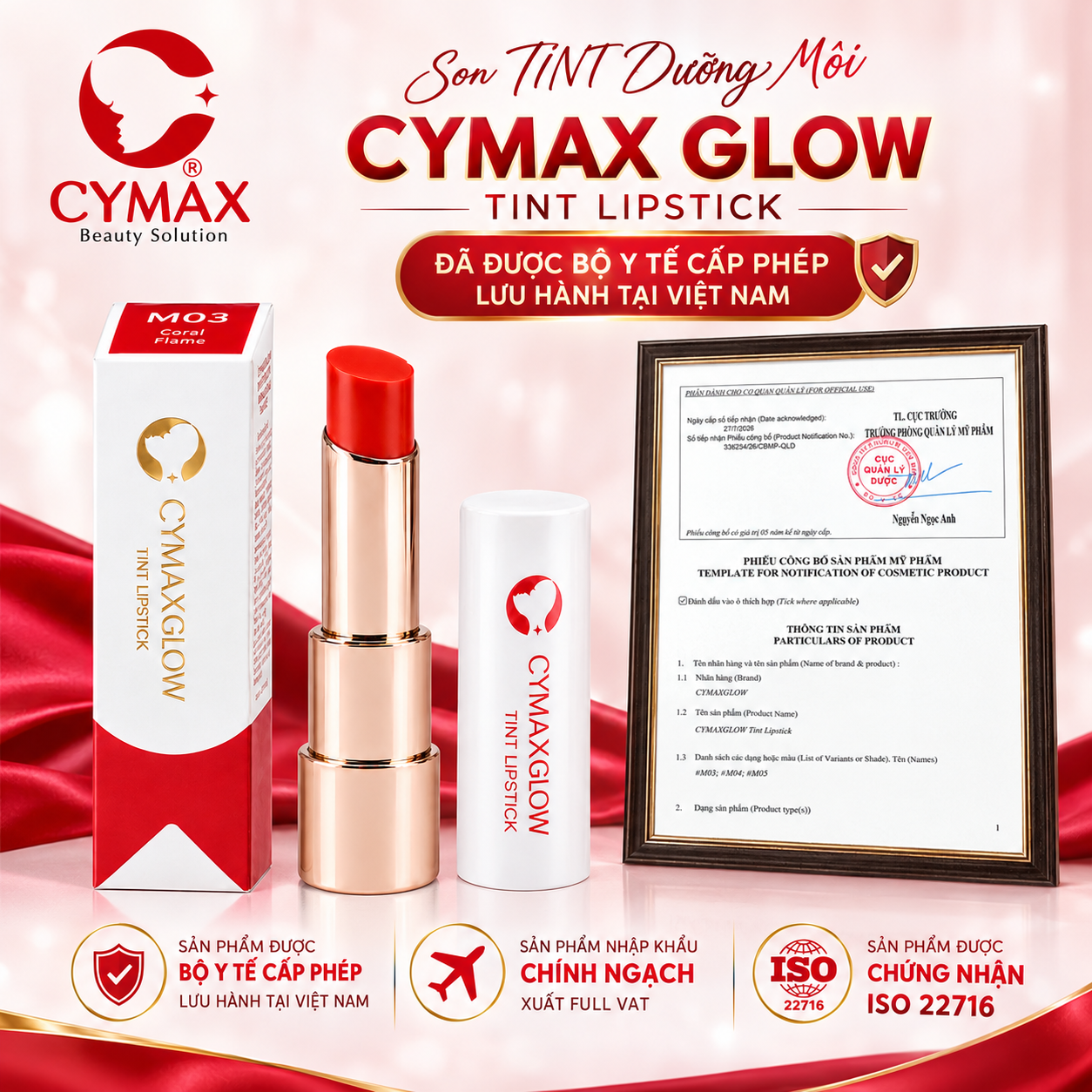 Son Tint CYMAX Glow Tint Lipstick - Son Dưỡng Môi Lên Màu Chuẩn, Nhập Khẩu Chính Ngạch Hàn Quốc
