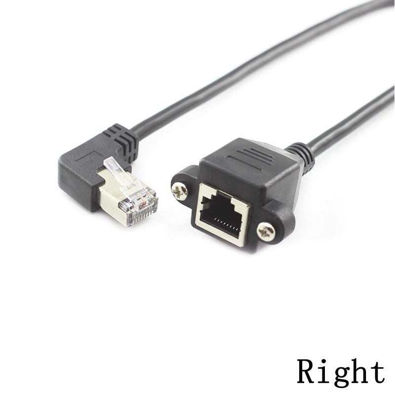 8Pin RJ45 Cáp Mây sang nữ Tăng hình vít gắn kết mạng LAN Ethernet 8 pin 90 độ Cáp mở rộng góc phải 0,3m 0,6m 1m