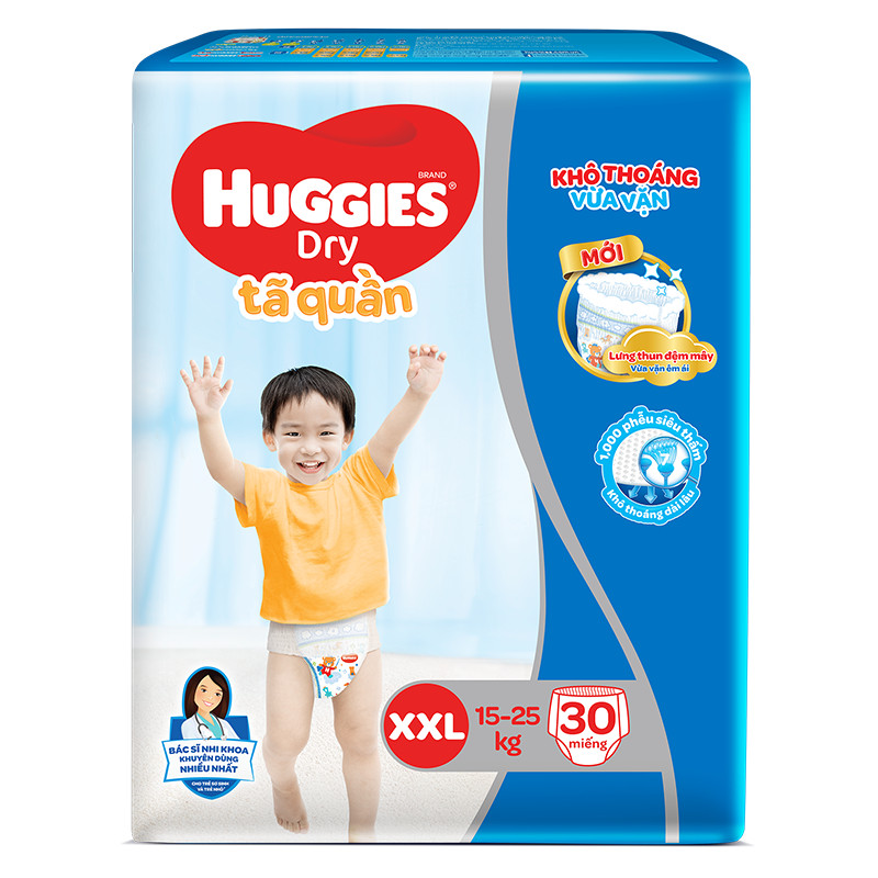 Tã Quần Huggies Dry size XXL30 (30 miếng - cho bé 16-25kg)