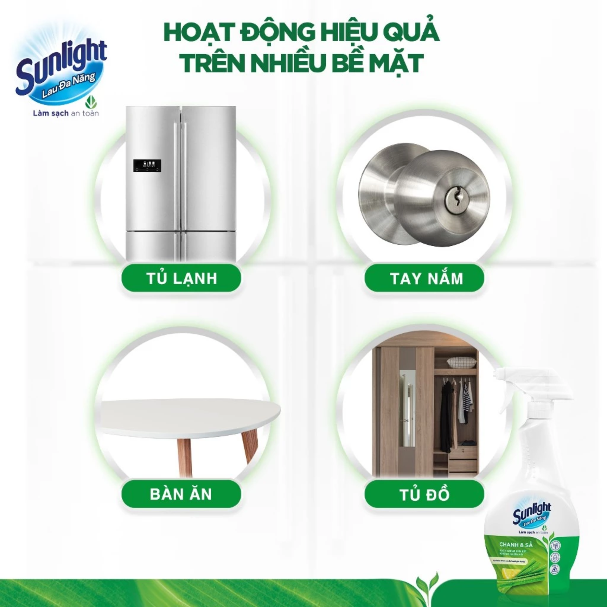 Combo 2 Chai Nước Lau Đa Năng Sunlight Chanh &amp; Sả Phiên Bản Nâng Cấp Từ Cif Sạch Bóng Kin Kít, Không Nhờn Rít Chai 500ML