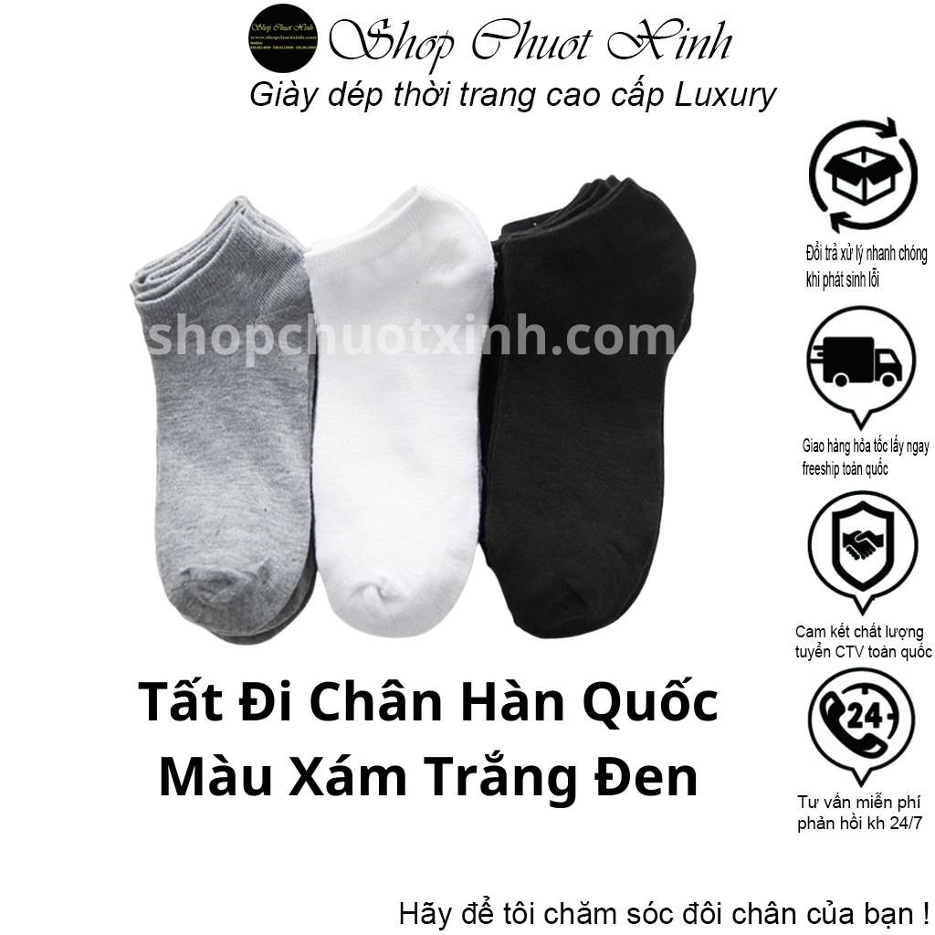 Tất đi chân vải cotton 3 màu trắng đen xám shopchuotxinh