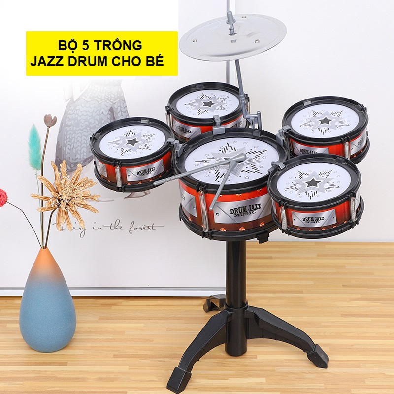 Đồ chơi âm nhạc bộ 5 trống jazz drum cho bé phát triển tâm hồn và trí thông minh, quà tặng sinh nhật cho bé