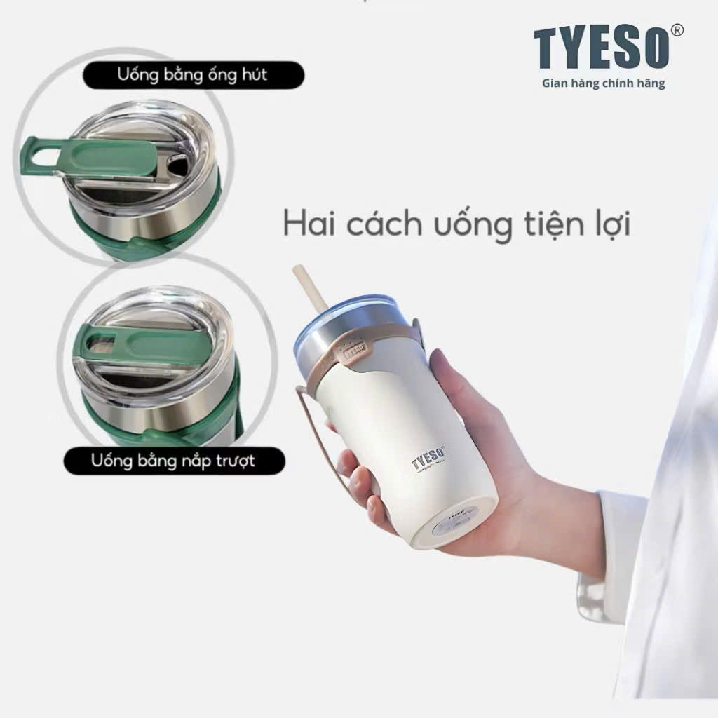 Cốc ly giữ nhiệt Tyeso TS8766B-550ml, TS8767B-710ml bằng thép không gỉ 304  Chống tràn &amp; Giữ nhiệt 12 tiếng