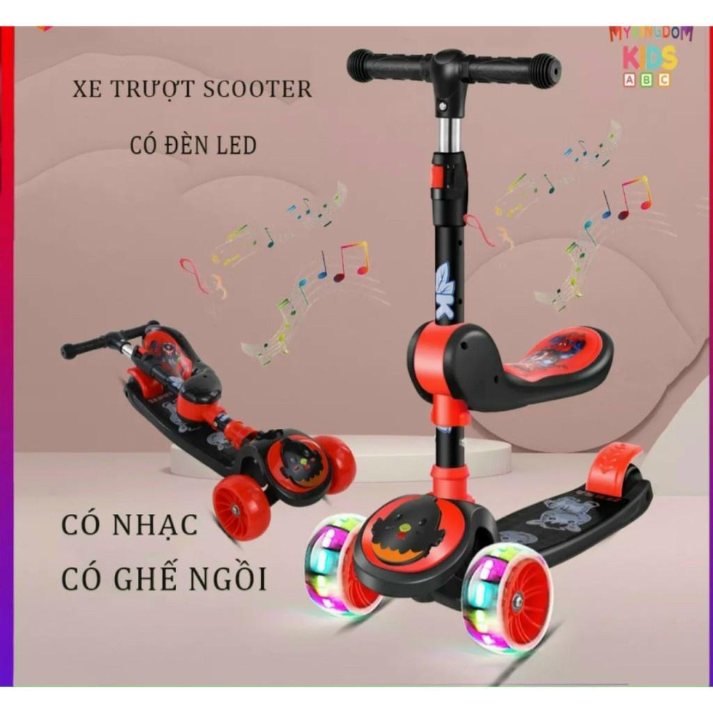 Xe trượt scooter cho bé có ghế ngồi điều chỉnh - bánh xe phát sáng