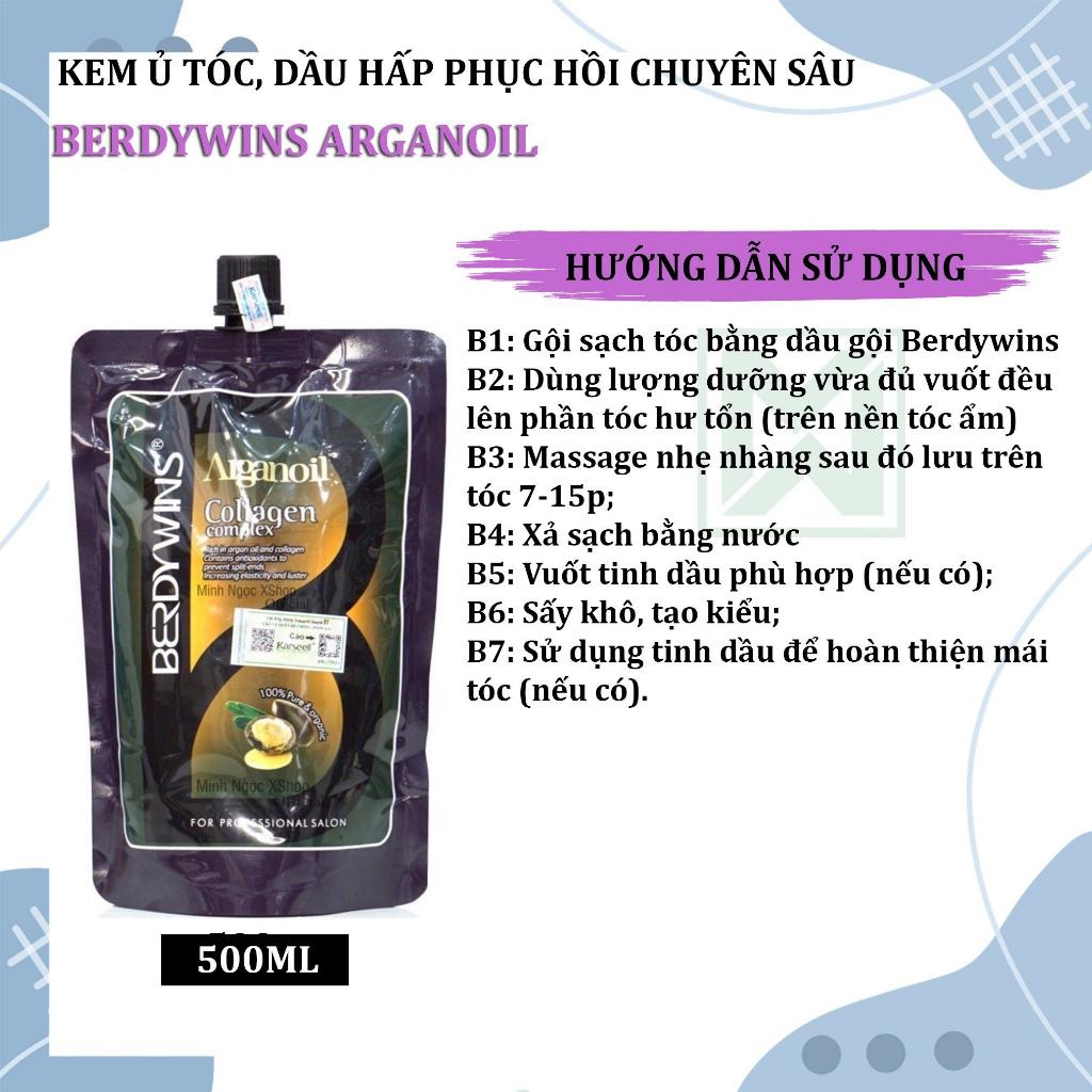 [+Tặng mũ trùm] Dầu hấp phục hồi siêu mượt BERDYWINS Argan Oil Collagen 500ml