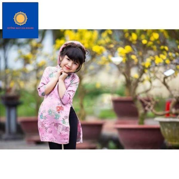 Áo dài phi thun in hoa + mấn cùng tông . Gia Khang