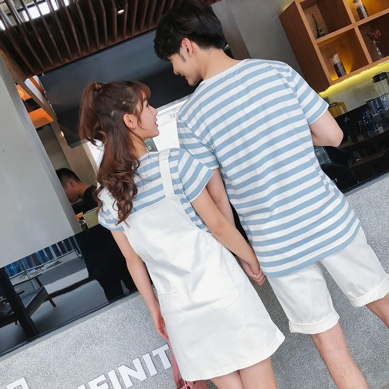 Áo đôi FREESHIP set đồ đôi váy yếm, quần kaki cao cấp nam nữ COUPLE AV198