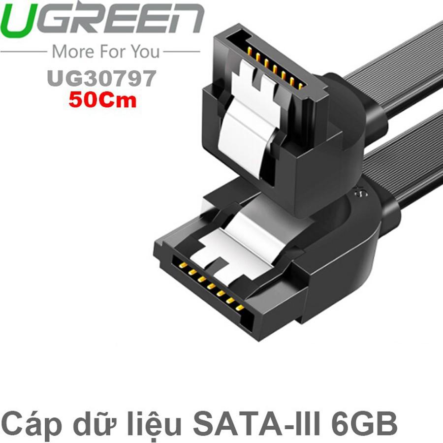 Cáp SATA 3.0 Ugreen 30797 dài 50cm đầu bẻ góc 90 độ - Hàng Chính Hãng