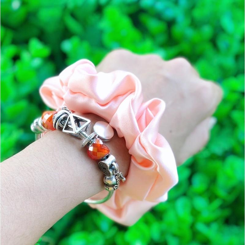 Buộc tóc SCRUNCHIES vải phi bóng siêu đẹp size nhỏ