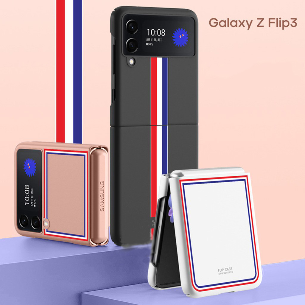 Ốp lưng chống sốc cho Samsung Galaxy Z Flip 3 hiệu Likgus Brow Luxury (chất liệu cao cấp, thiết kế thời trang họa tiết 3 sọc màu) - hàng nhập khẩu