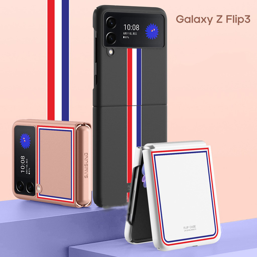 Ốp lưng chống sốc cho Samsung Galaxy Z Flip 4 hiệu Likgus Brow Luxury (chất liệu cao cấp, thiết kế thời trang họa tiết 3 sọc màu) - Hàng nhập khẩu