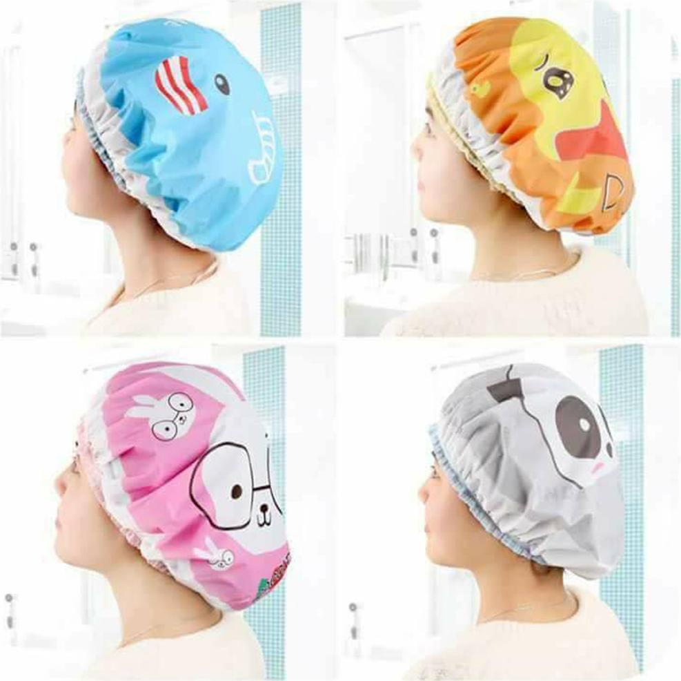 COMBO 2 Mũ Tắm Trùm Đầu CUTE Tránh Ướt Tóc Khi Tắm , Ủ Dưỡng Tóc Đa Năng - Giao Màu Ngẫu Nhiên - GD010-2
