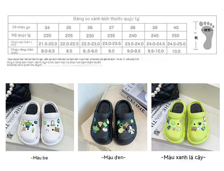 Giày dép lỗ thời trang dày theo mùa hè phụ nữ mặc mặc cao cấp hàng loạt beach half pack dép