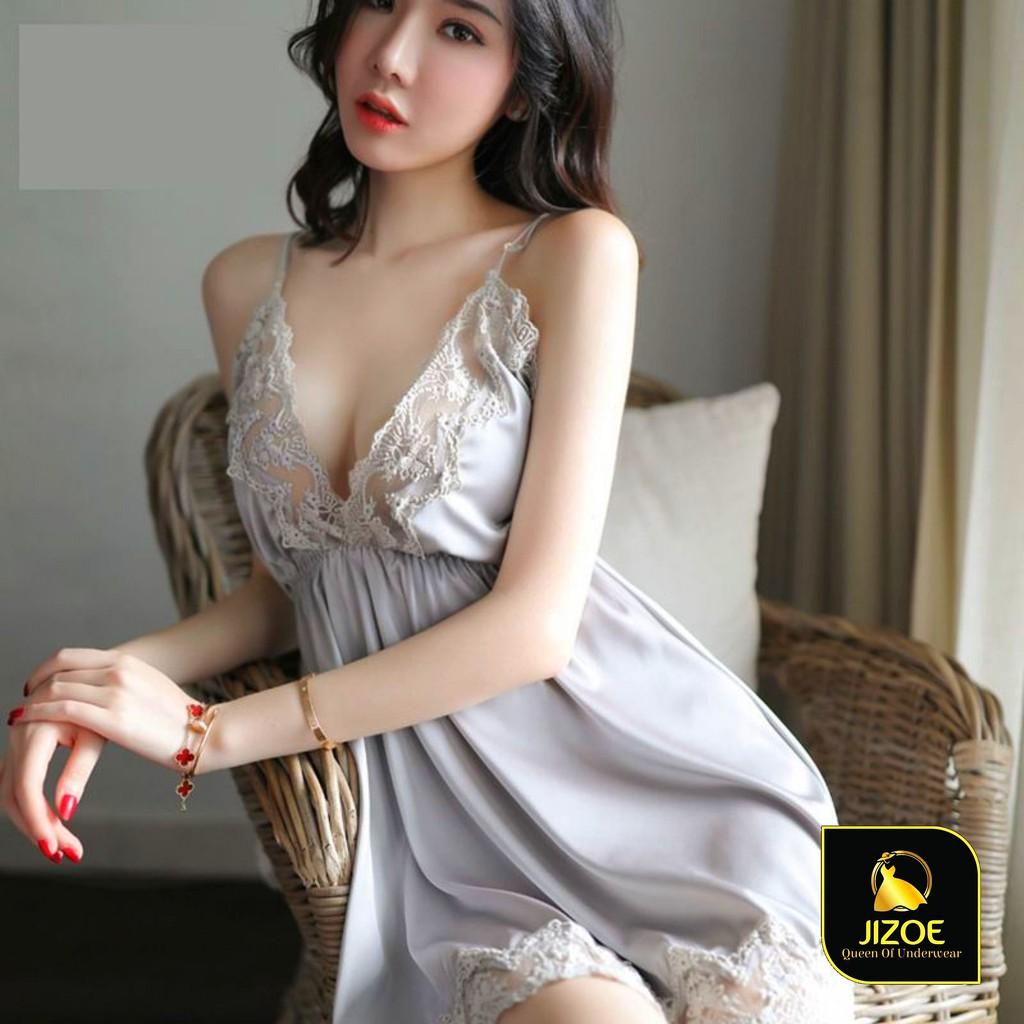 Váy ngủ dễ thương Ren Hàn Quốc Sexy gợi cảm Voan mềm cao cấp xuyên thấu JIZOE VYN14