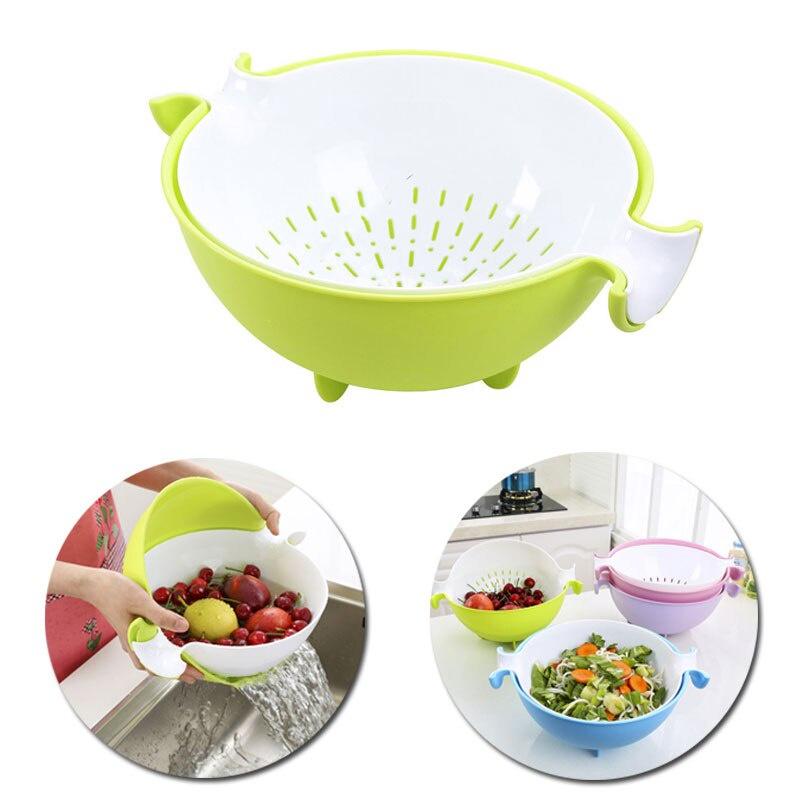 Strainer Double Layer Drainer With Handle Kitchen Tools Food Grade PP Colander Fruit Vegetable Washing Basket Strainer