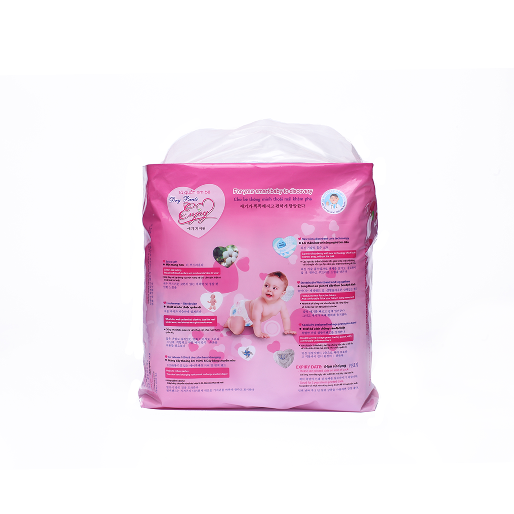 Bỉm tã quần em bé ENJOY Gói Trung Cao Cấp nhiều size cho bé từ 4-25kg, mềm mại, thấm hút, chuẩn chất lượng Châu Âu