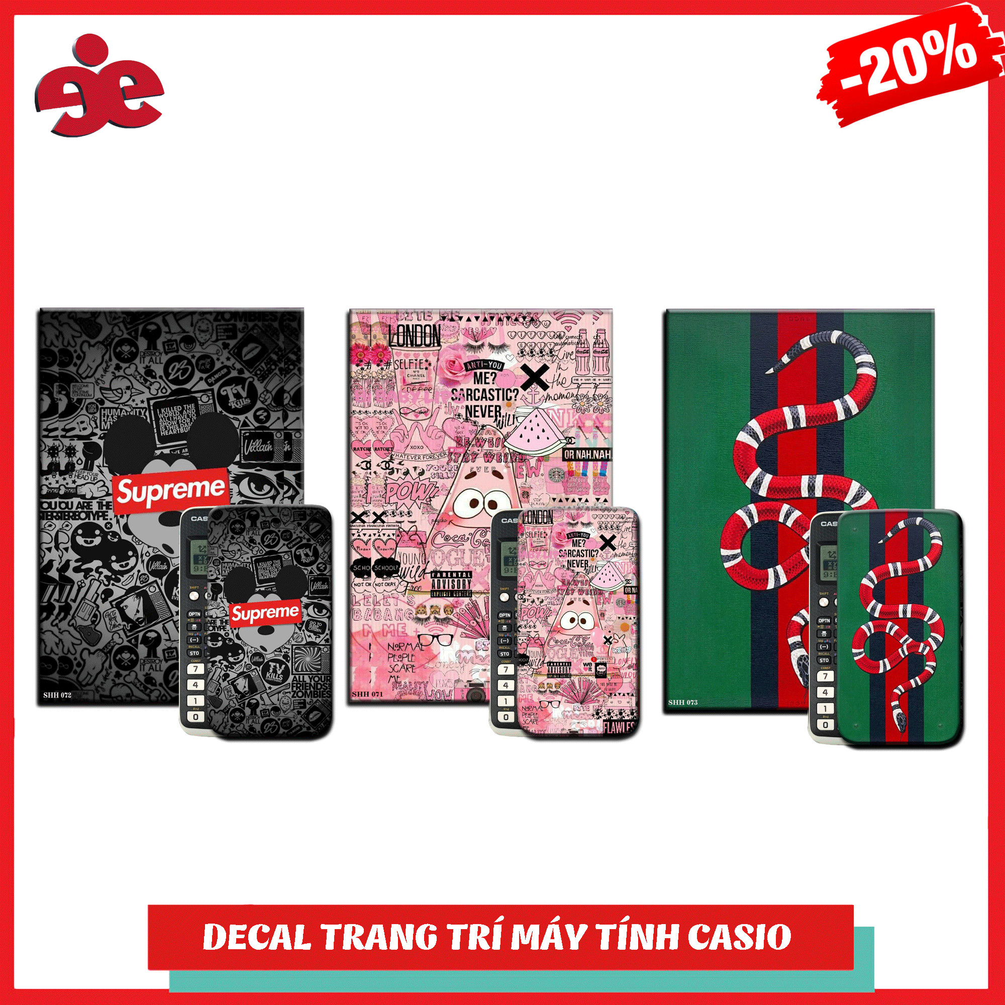 COMBO 3 DECAL TRANG TRÍ MÁY TÍNH CASIO / VINACAL SLOGAN ĐỘC ĐÁO