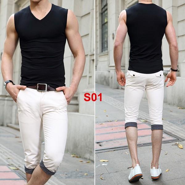- Áo ba lỗ cổ tim nam thấm hút mồ hôi, chất thun lạnh co giãn 4 chiều