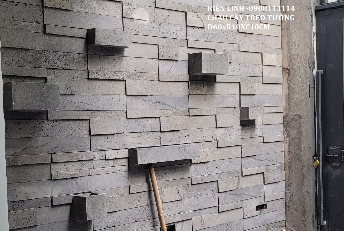 Chậu hình chữ nhật D60x C10x S10cm trồng cây treo tường ban công sân vườn, ốp tường giếng trời đẹp