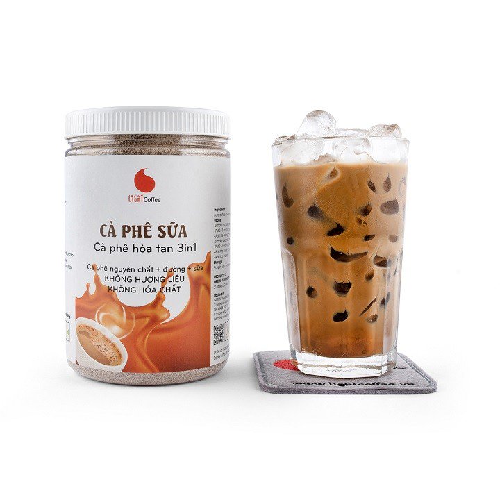 Cà phê sữa 3in1 không hóa chất, pha uống ngay Light Coffee - hũ 230g