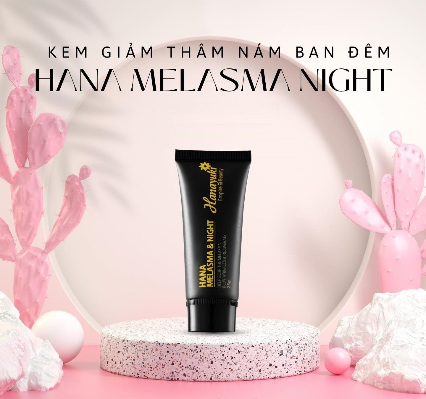 Kem Ngừa Nám - Tàn Nhang - Đồi Mồi - Giảm Thâm - Dưỡng Trắng Da Mặt Ban Đêm Hanayuki Hana Melasma & Night 25g Hanayuki Chính Hãng