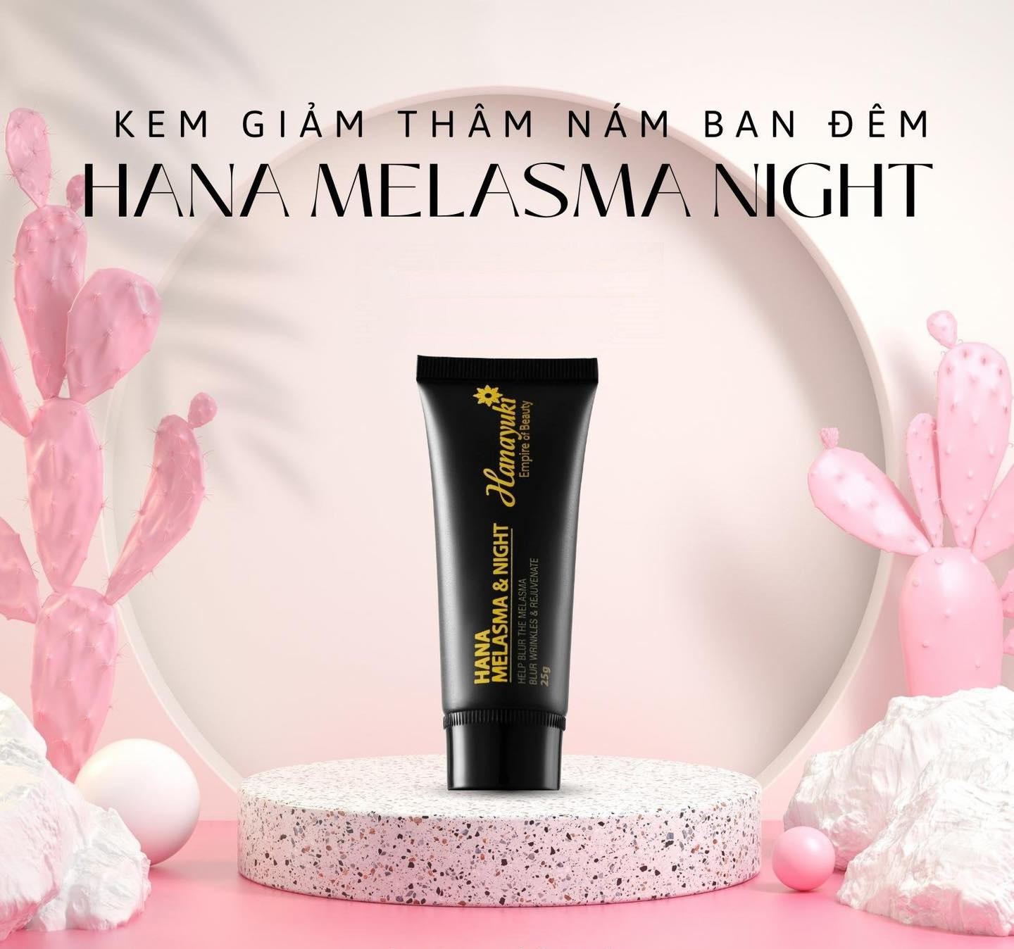 Kem Nám Tàn Nhang Hana Melasma &amp; Night Hanayuki Chính Hãng Kem Giảm Nám Mờ Thâm Dưỡng Trắng Da Mặt Ban Đêm 25g