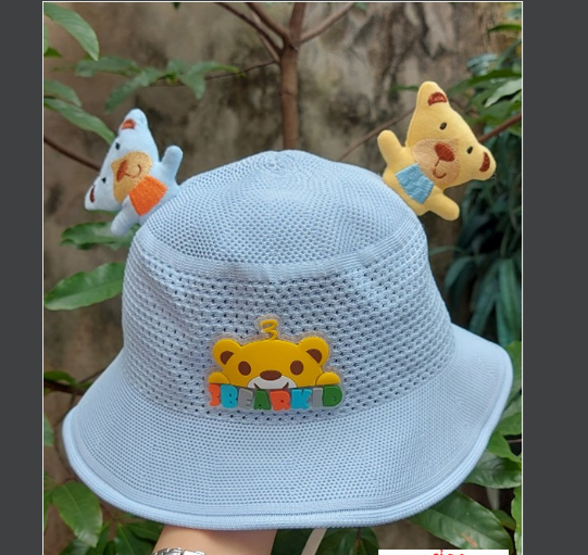 Mũ / nón vải vành tròn dạng lưới hình gấu 3D BearKid cho bé  từ 1 đến 5 tuổi