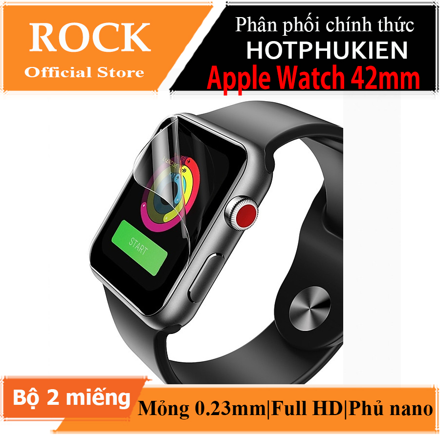 Bộ 2 miếng dán màn hình silicon chống trầy cho Apple Watch 42mm hiệu Rock Hydrogel (chống trầy, chống bụi, chống thấm, độ trong tuyệt đối) - Hàng chính hãng 