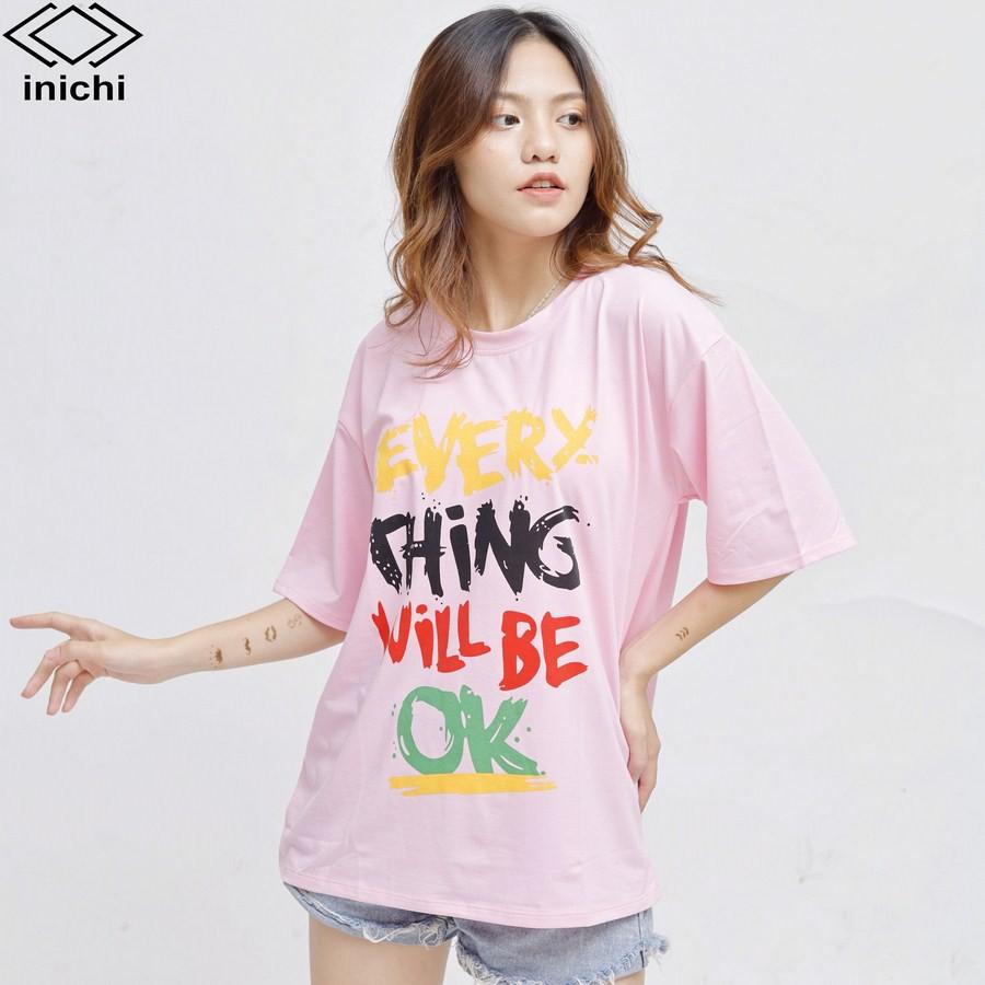 Áo thun tay lỡ form rộng INICHI IC585 cho cả nam nữ in chữ OK