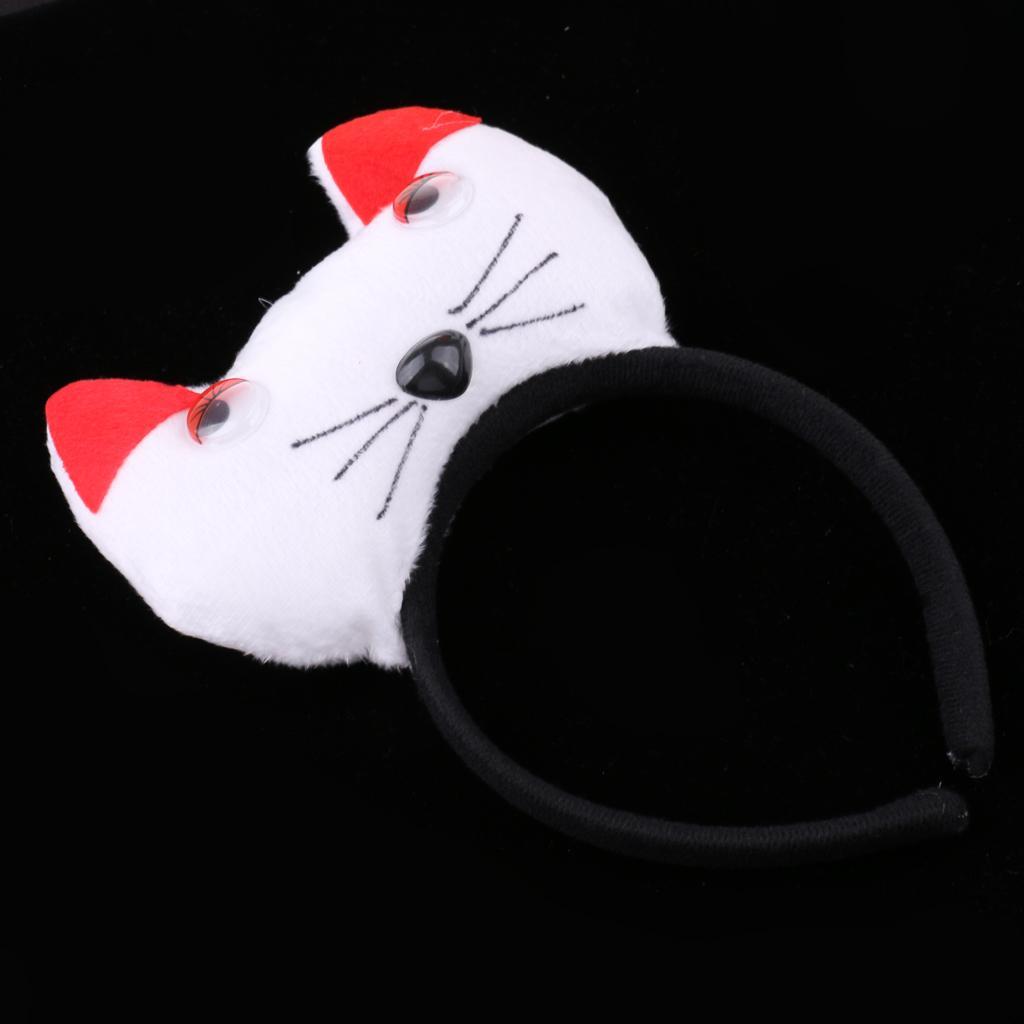 Christmas Animal Headband Bow Tail Kids Kit Set Costume Accessories - White, as described
