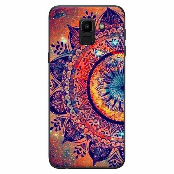 Ốp Lưng Dành Cho Điện Thoại Samsung Galaxy J6 2018 - Họa Tiết Mandala Đen Cam