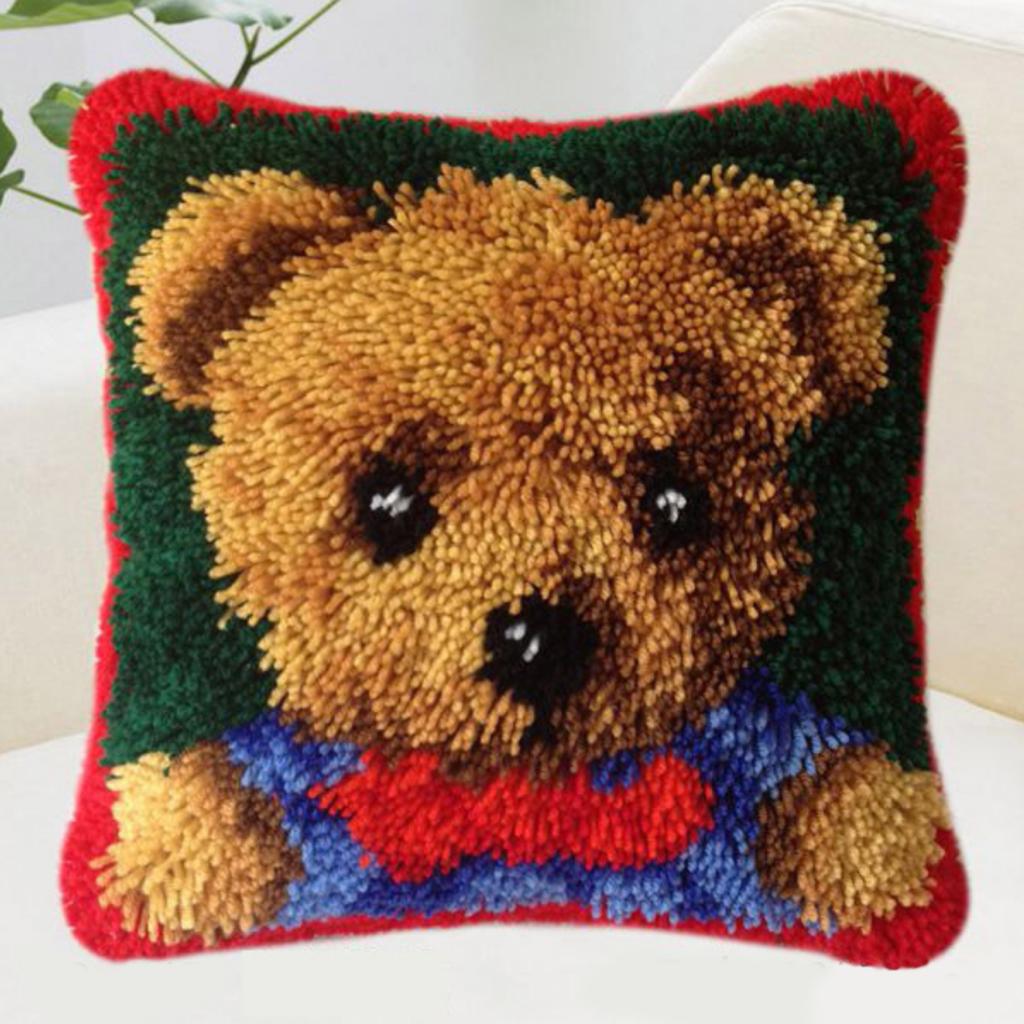 1 Set Latch Hook Kit Sofa Cushions Bed Pillows DIY Needlework Kit Crocheting Crafts