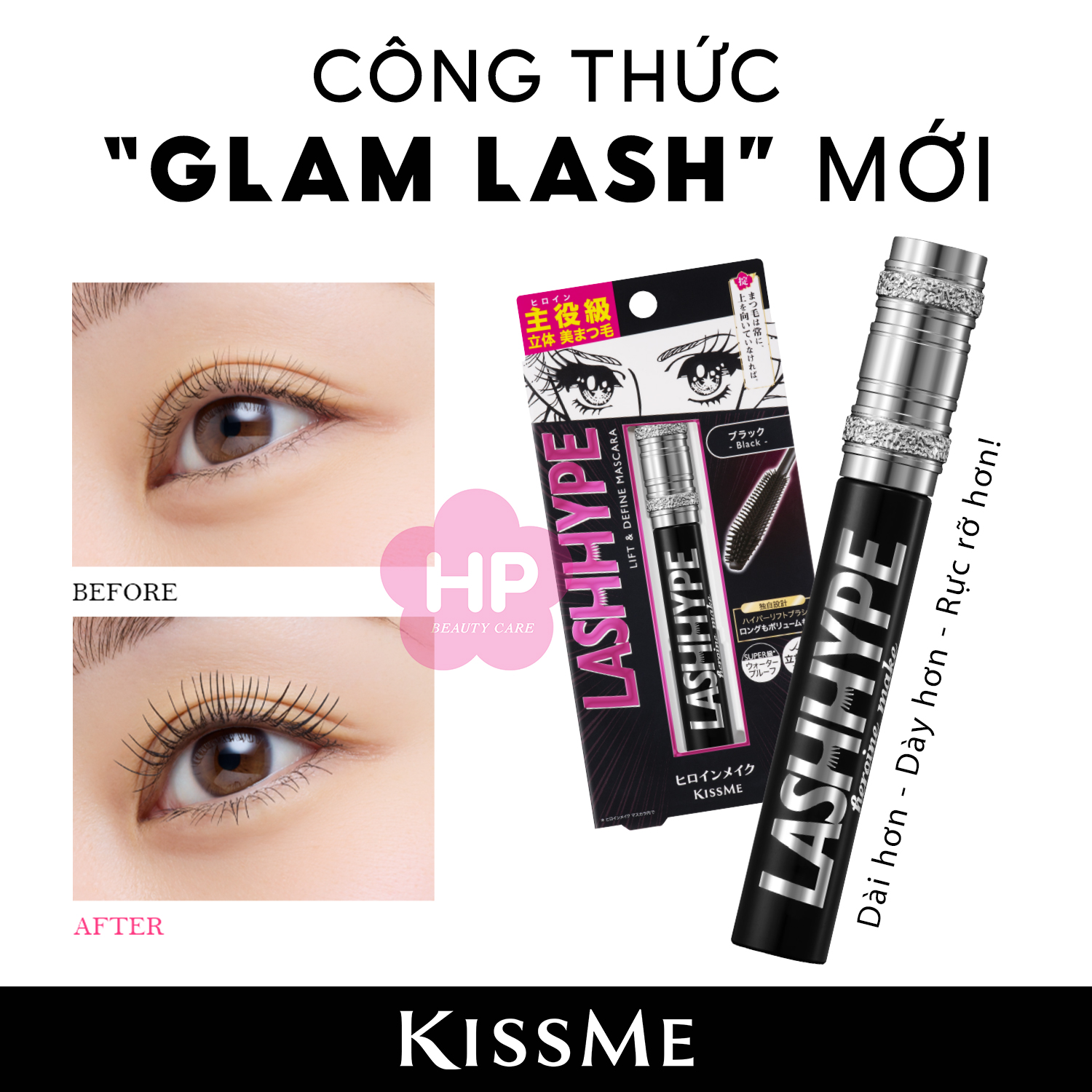 Mascara Màng Film Cải Tiến Kissme Heroine Make Giúp Nâng Cong Và Làm Dài Rậm Lông Mi - Siêu Bền Trong 24h ( Màu Đen Tuyền ) Kissme Heroine Make Long & Curl Mascara Advanced Film Lash Hype 8G