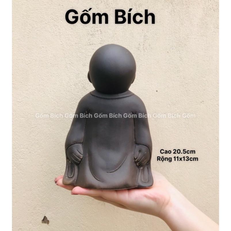 Tượng Gốm Chú Tiểu Tự Tại Gốm Sứ Bát Tràng Decor Trang Trí - Gốm Bích