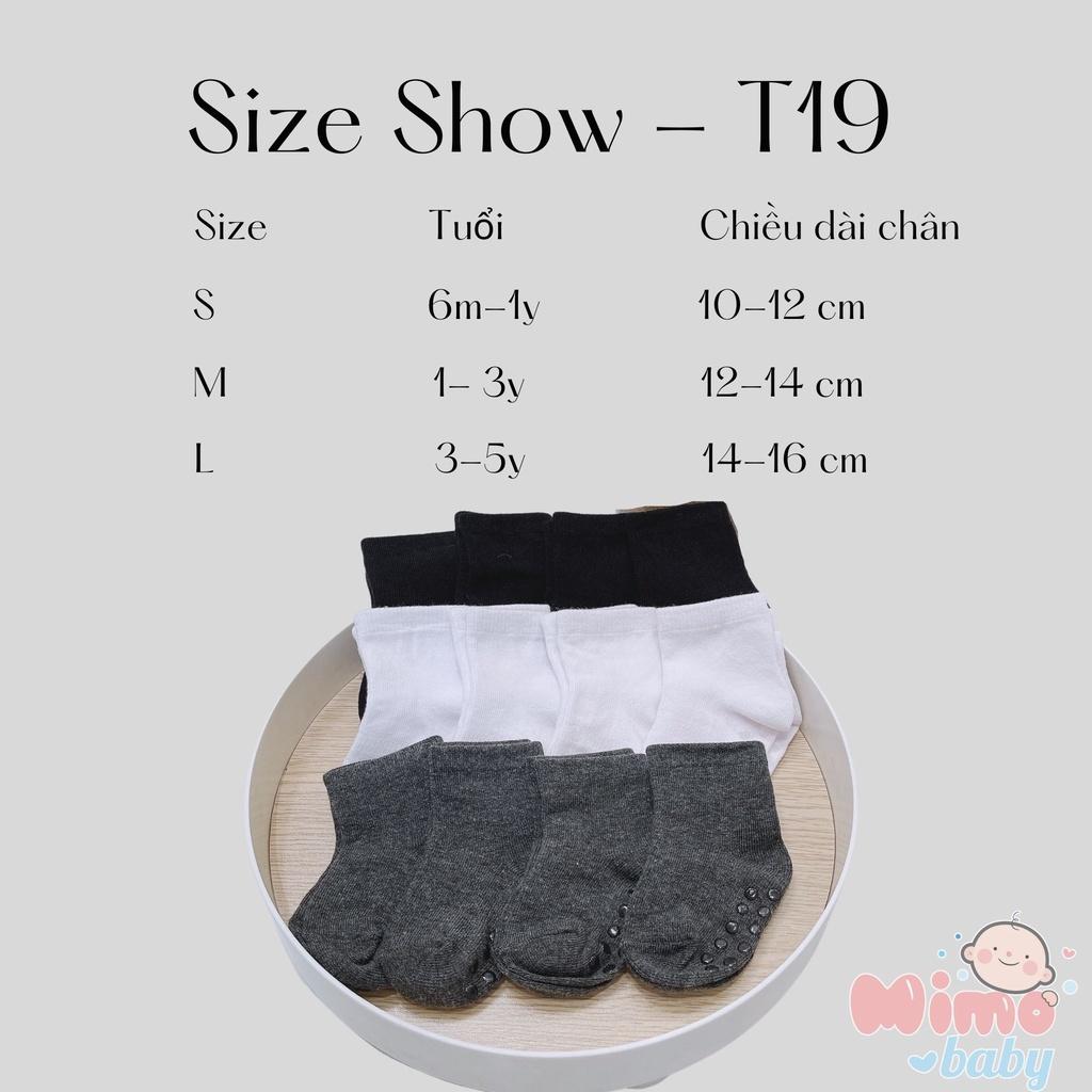 Set 12 đôi tất vớ chống trơn trượt cổ lỡ tone màu basic cho bé Mimo baby T19