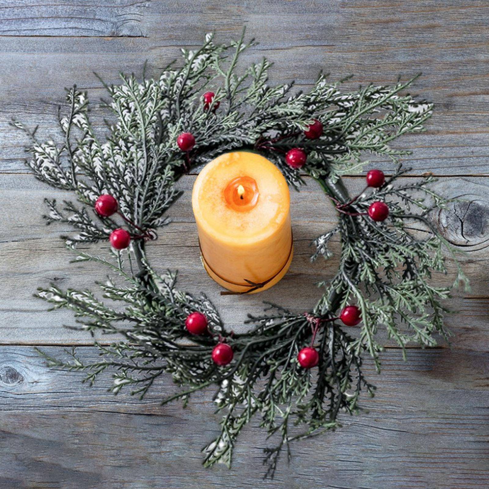 Christmas Candle  Artificial Wreath Christmas Garland Candle Wreath for Living Room Fireplace Lantern Home Decor