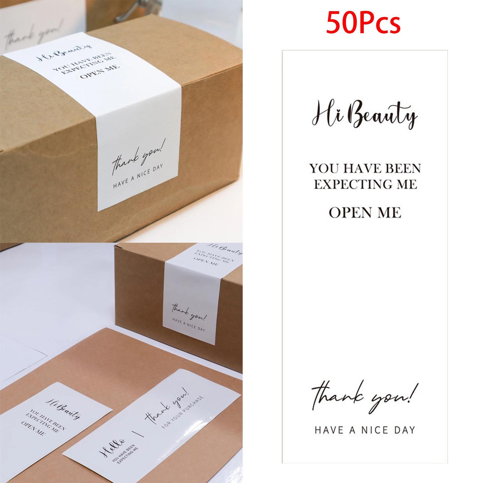 Box Seal Sticker, 50pcs, Rectangle Package Labels, Decorative Baking Sealing Decals for Small Business Gift Packaging Customer Mailer Box Retail Bag