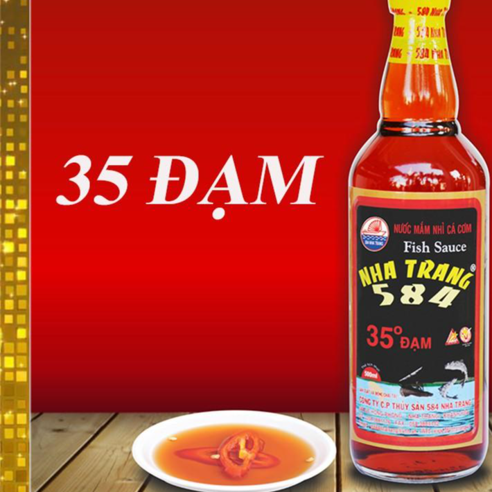 Thùng 6 chai Nước mắm Nhỉ Cá cơm - 584 Nha Trang - 35 độ đạm - Chai Nhựa PET 500ml, Date luôn mới