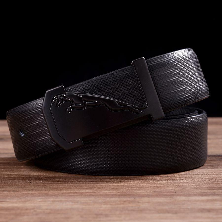 Men’s Leather Dress Belt Fashion Leather Waistband New Plate Buckle Belt Width:33mm