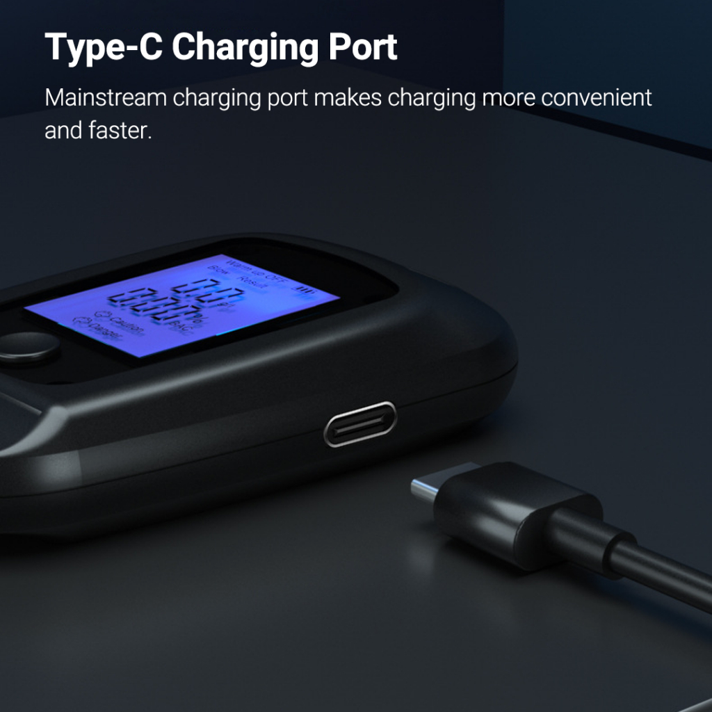 Xiaomi youpin portable alcohol detector type-c sạc màn hình hiển thị lcd độ nhạy cao với khả năng chống nhiễu mạnh mẽ Hàng nhập khẩu