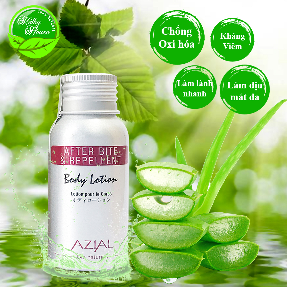 Sữa dưỡng thể AZIAL After Bite &amp; Reppelent Body Lotion, 100% thiên nhiên, phòng chống muỗi và côn trùng cắn, chai 50ml