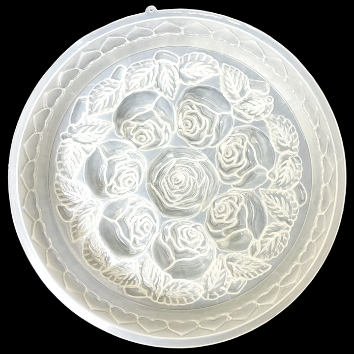 Khuôn rau câu sinh nhật, cưới hỏi 8 hoa hồng kèm lá – Loại 30 cm – Mã số 1015