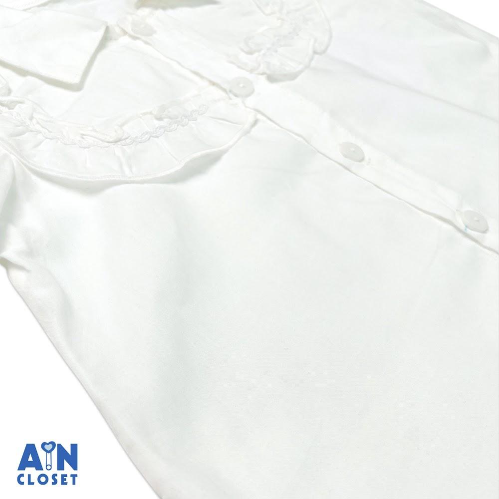 Áo sơ mi trắng ngắn tay bé gái cotton - AICDBGHCRLWR - AIN Closet