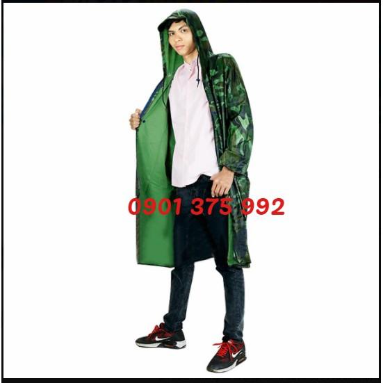 Áo mưa dây kéo vải dù màu rằn ri size lớn 1m4 cho nam