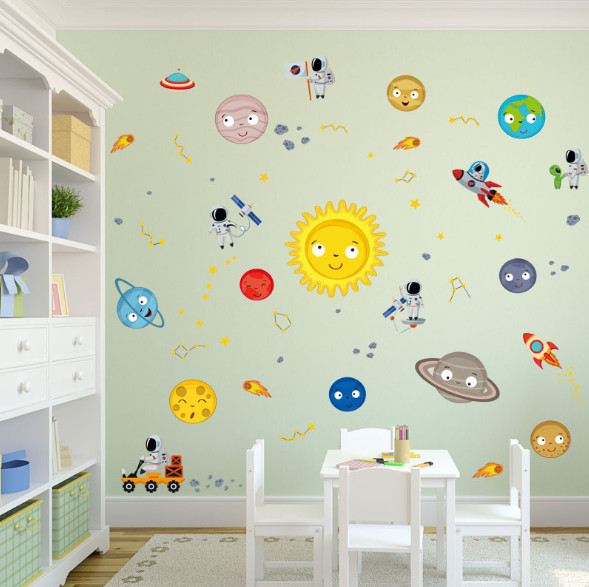 Decal trang trí tường - Vũ Trụ Hành tinh hệ mặt trời mới