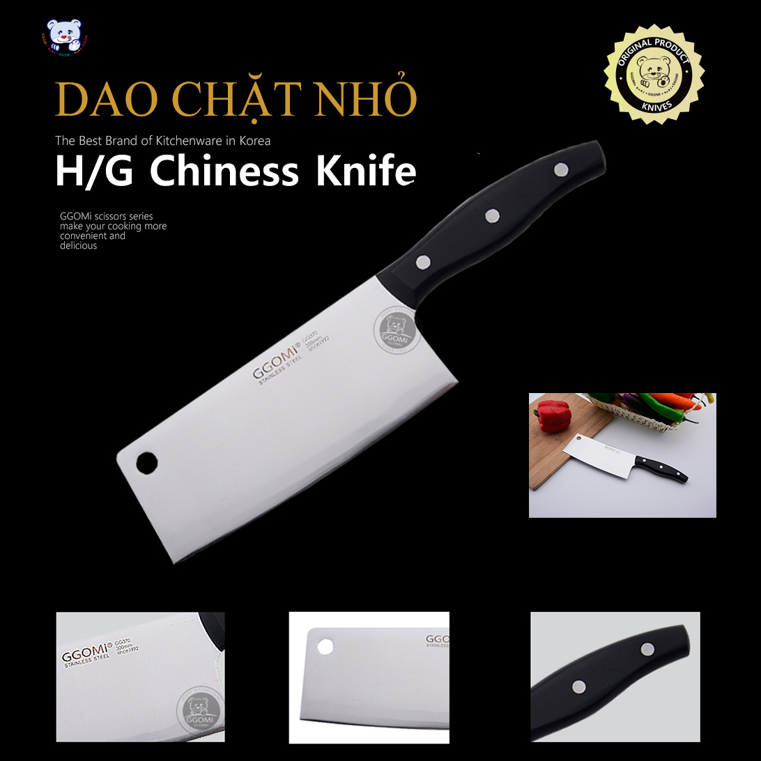 [HÀNG CHÍNH HÃNG] Dao thái bản vuông, chặt bằng thép không gỉ an toàn có độ dài 30cm, lưỡi dài 17cm của GGOMi Hàn Quốc GG370