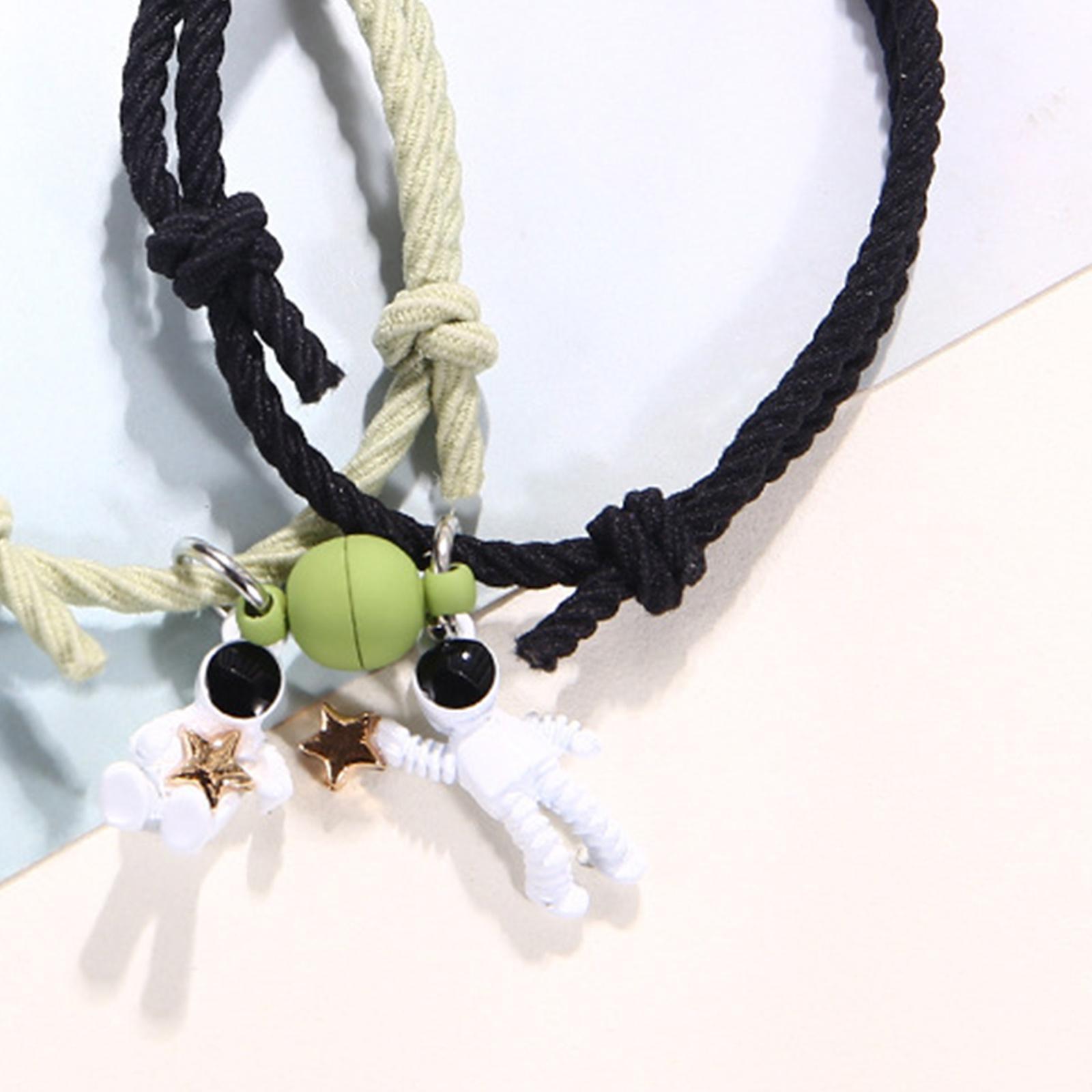 2x2Pcs Magnet Couple Spaceman Astronaut Bracelet for Couple Valentine's Day E