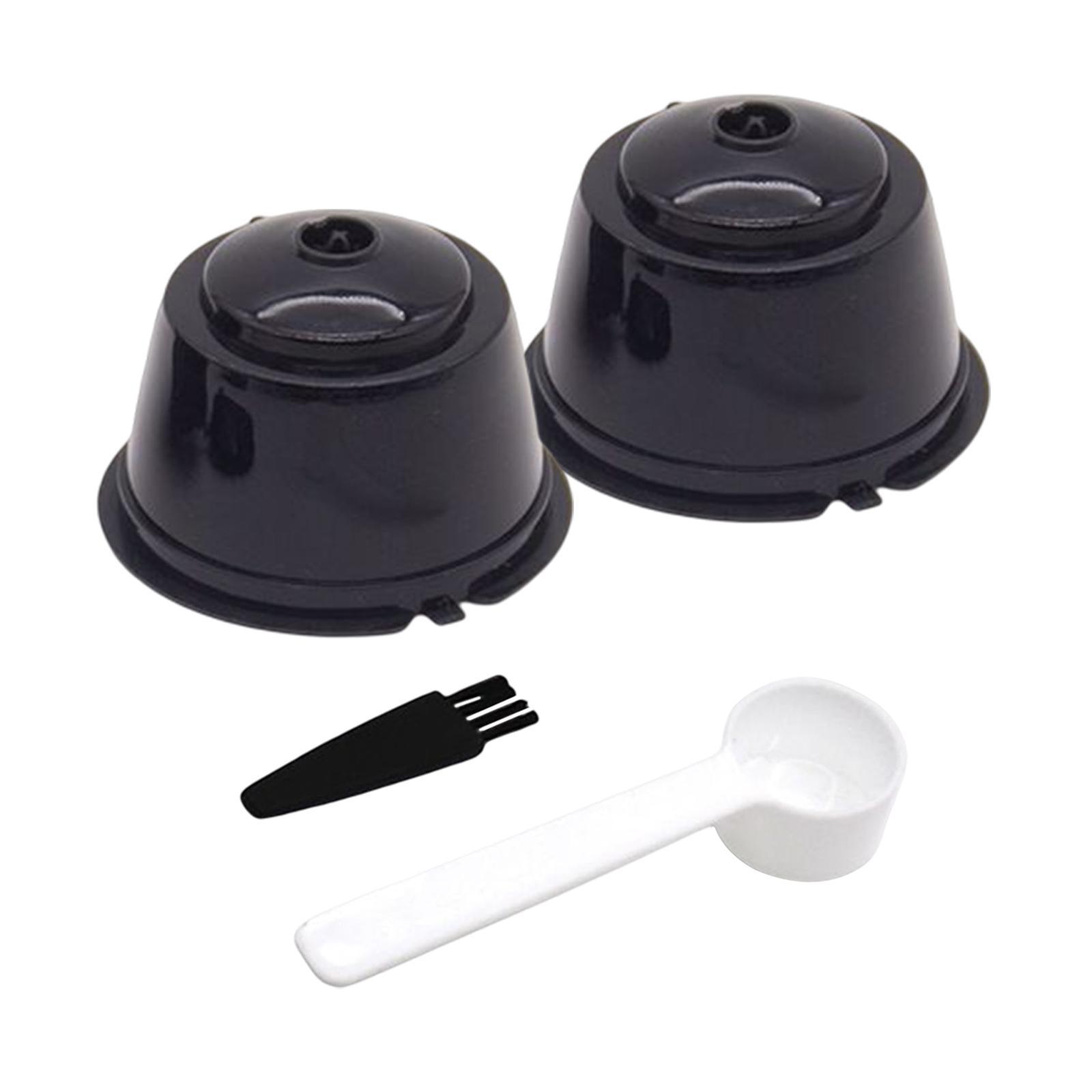 2 Pieces Coffee Filters Spoon Brush Filter Baskets Pod Portable Replacement for Cafe