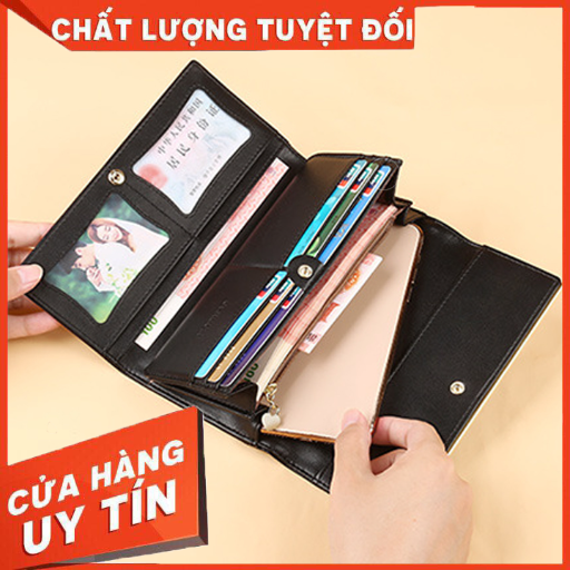 Ví Nữ Dài Da Bò Cao Cấp Chống Đánh Cắp Thông Tin Thẻ Đen/Hồng TVNN379 - Backpackworld HCM